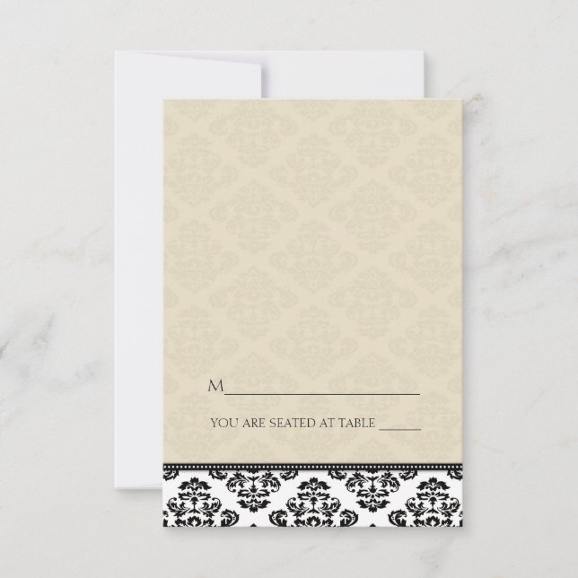 Tarjetas de lugar de damasco marfil de tienda pleg (Anverso)