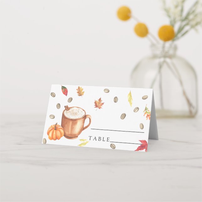 Tarjetas de lugar de desayuno de boda de café de c (Anverso)