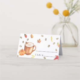 Tarjetas de lugar de desayuno de boda de café de c
