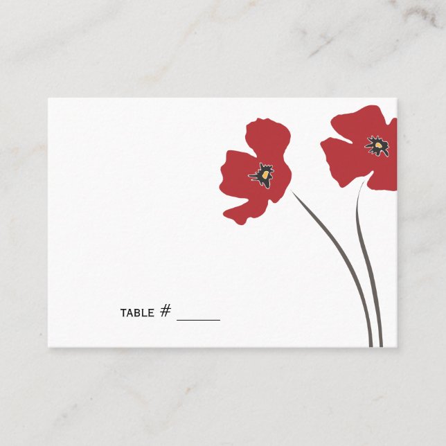 Tarjetas de lugar de la amapola { Flat } (Anverso)