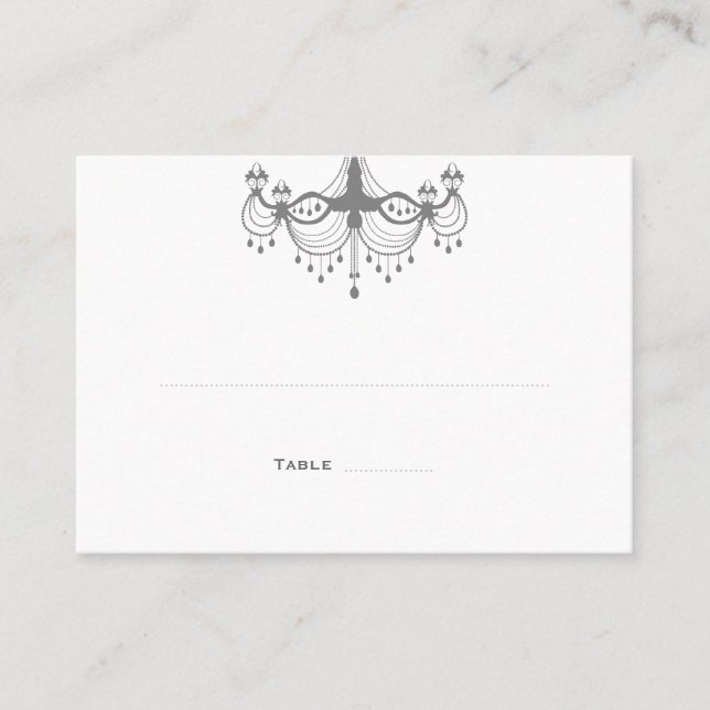 Tarjetas de Lugar de la lámpara de araña blanca y  (Anverso)