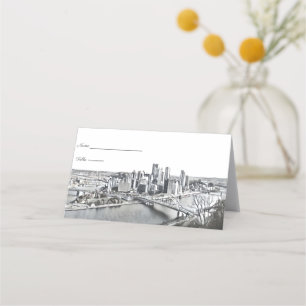 Tarjetas de lugar de la silueta de Pittsburgh