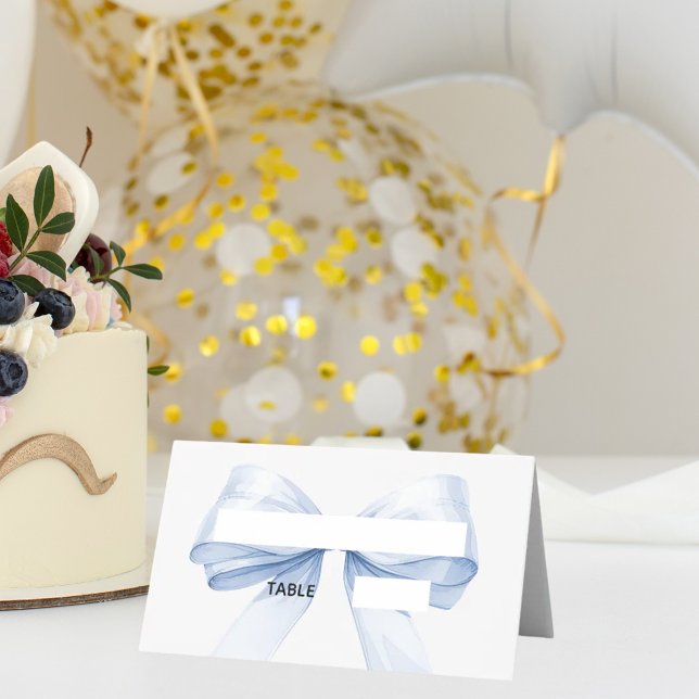Tarjetas de lugar de lazo azul claro Elegantes dob (Subido por el creador)