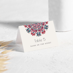 Tarjetas de lugar de mandala floral de loto de ave