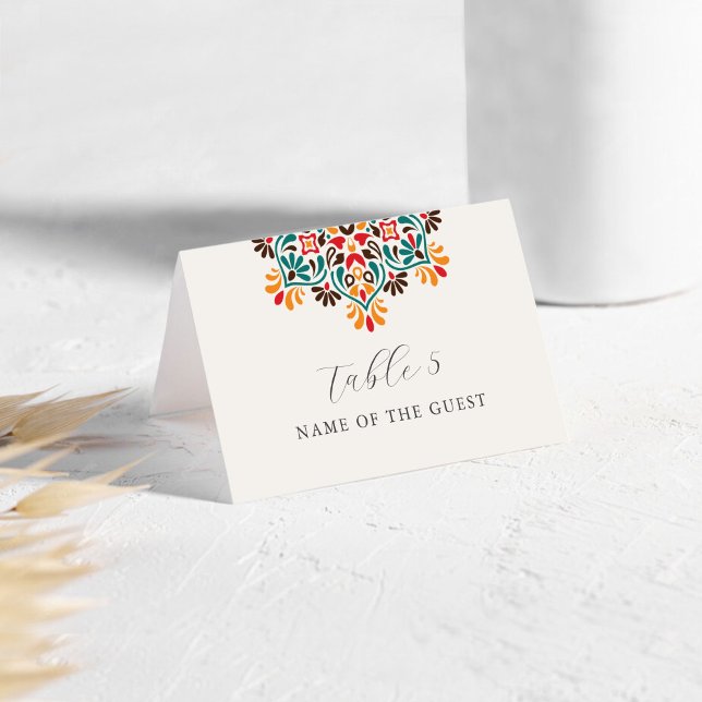 Tarjetas de lugar de mandala floral rústico boho a (Subido por el creador)