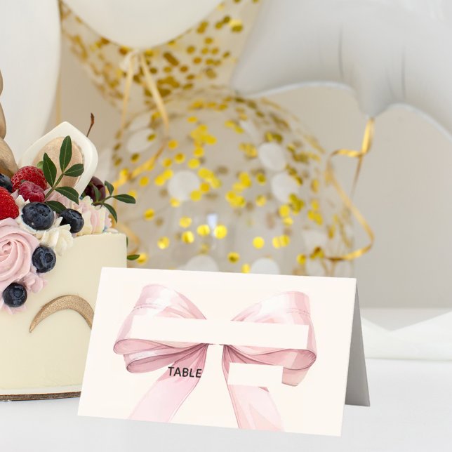 Tarjetas de lugar de marfil con lazo rosa | Elegan (Subido por el creador)