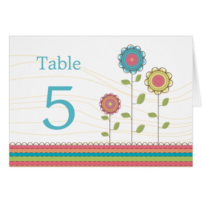 Tarjetas de lugar de mesa altas flores arcoíris bo (Anverso (Horizontal))