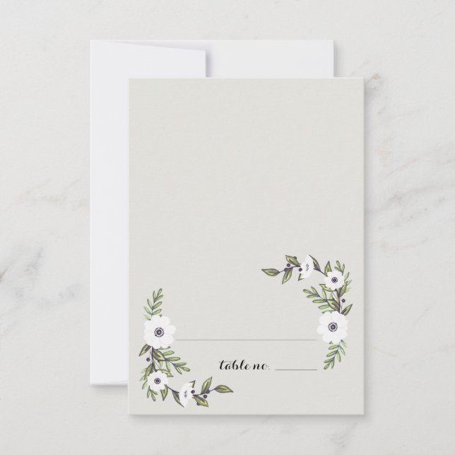 Tarjetas de lugar de mesa de Anémonas Pintadas (Anverso)