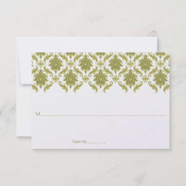 Tarjetas de lugar de mesa de boda de damasco de ol (Reverso)