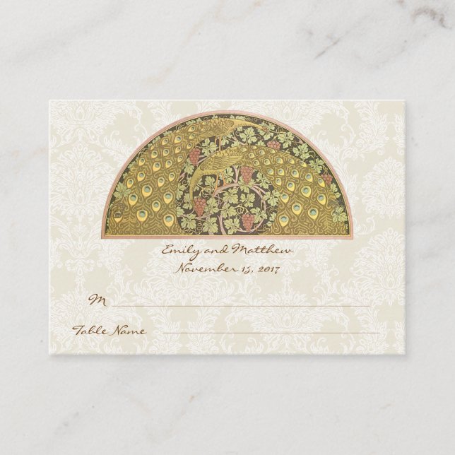 Tarjetas de lugar de mesa de Damasco del viñedo de (Anverso)