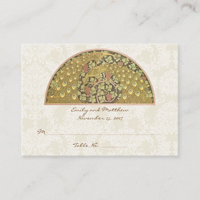 Tarjetas de lugar de mesa de Damasco del viñedo de (Anverso)