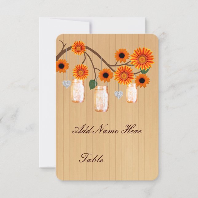 Tarjetas de lugar de mesa en frascos de albañil na (Anverso)