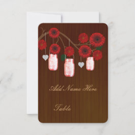 Tarjetas de lugar de mesa en frascos de albañil ro