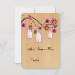Tarjetas de lugar de mesa en frascos mason rosa rú