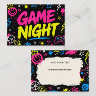 Tarjetas de lugar de noche de juego de grafiti neó