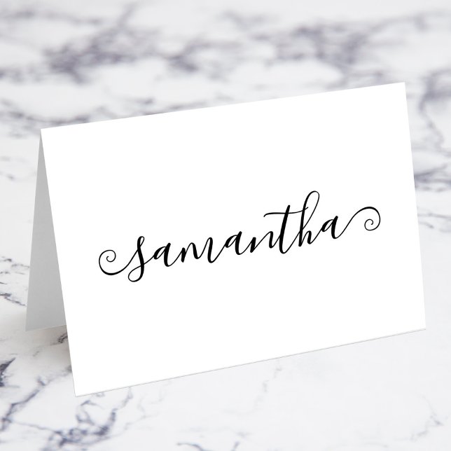 Tarjetas de lugar de nombre de firma de suavizado  (Short Curly Swash Signature Name Place Cards)