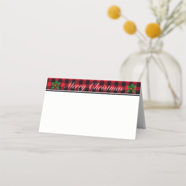 Tarjetas de lugar de nombres colocados por navidad (Anverso)