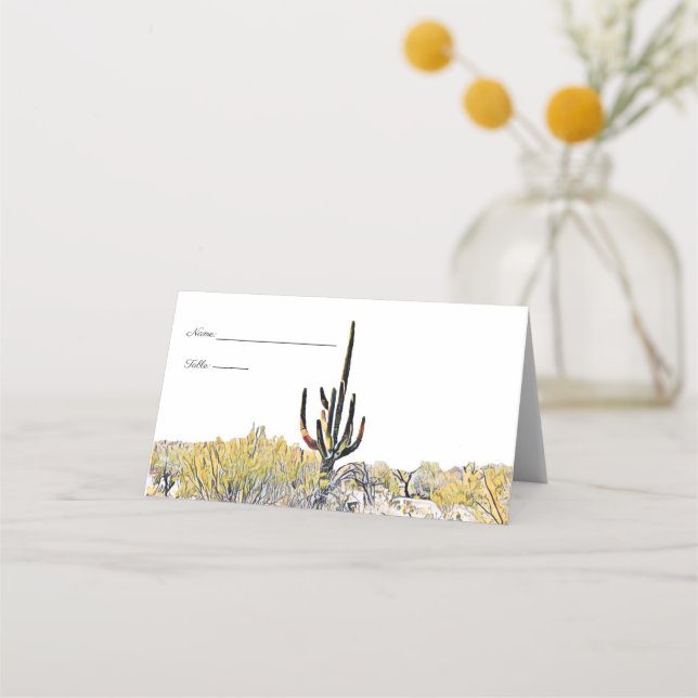 Tarjetas de lugar del cactus saguaro del desierto  (Anverso)