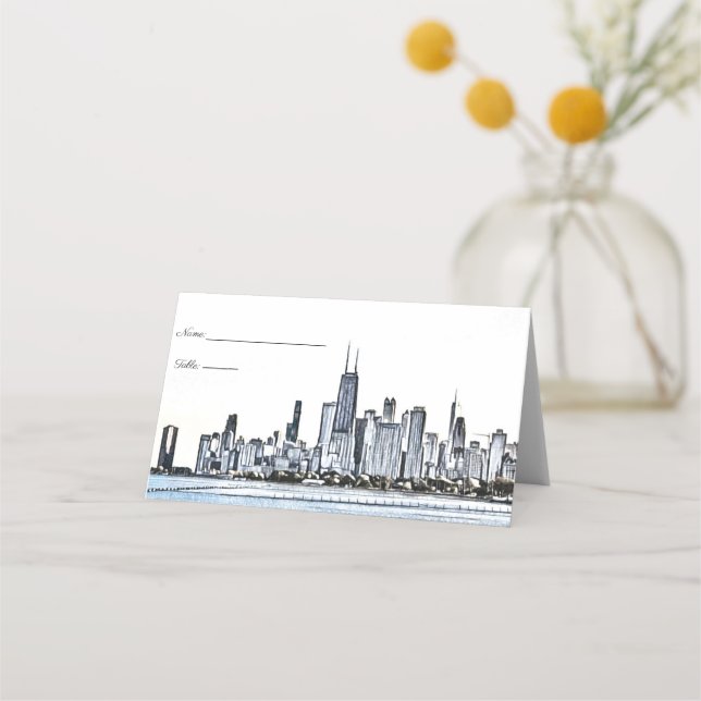 Tarjetas de lugar del horizonte de Chicago (Anverso)