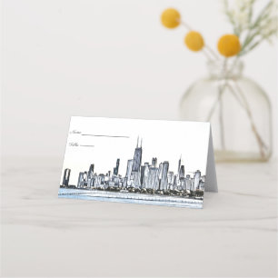 Tarjetas de lugar del horizonte de Chicago
