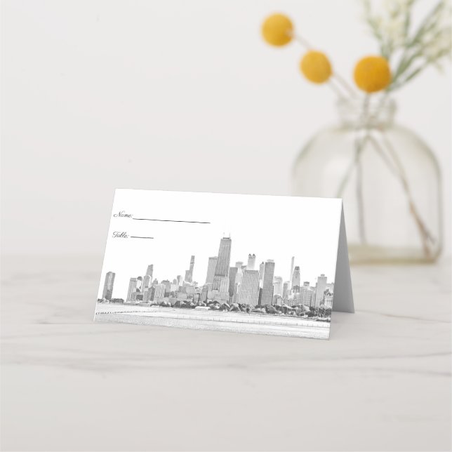Tarjetas de lugar del horizonte de Chicago (Anverso)