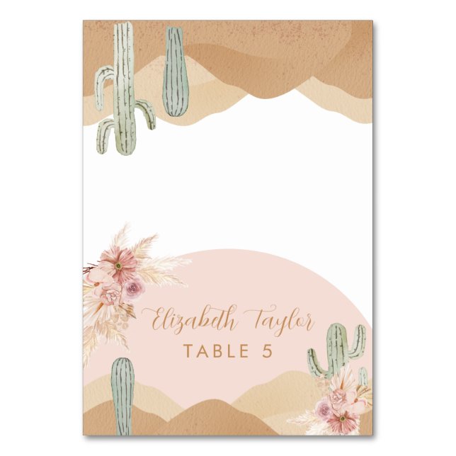 Tarjetas de lugar dobladas del desierto de cactus, (Anverso)