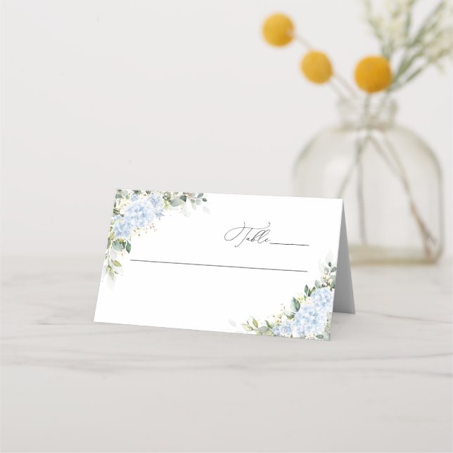 Tarjetas de lugar dobladas para boda con flores de (Anverso)