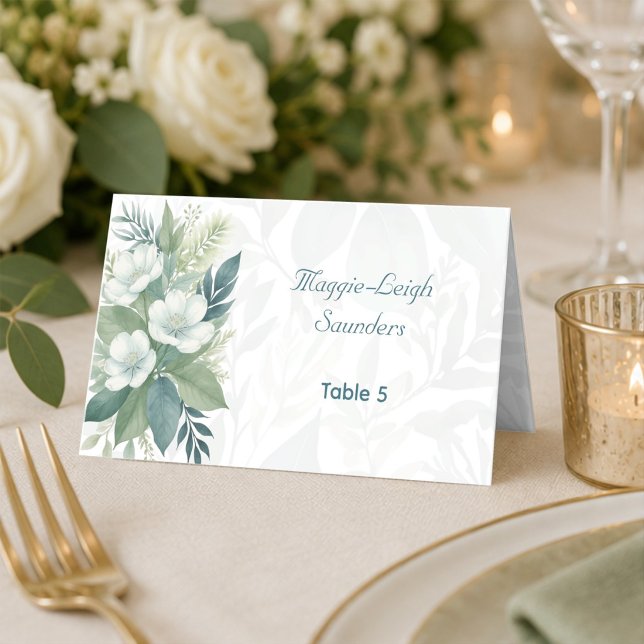 Tarjetas de lugar dobladas para boda de eucalipto  (Subido por el creador)