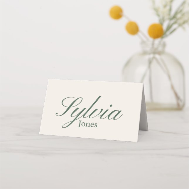 Tarjetas de lugar dobladas verde oliva beige para  (Anverso)