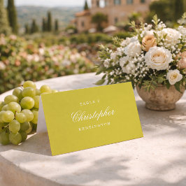 Tarjetas de lugar elegantes amarillas de boda cítr