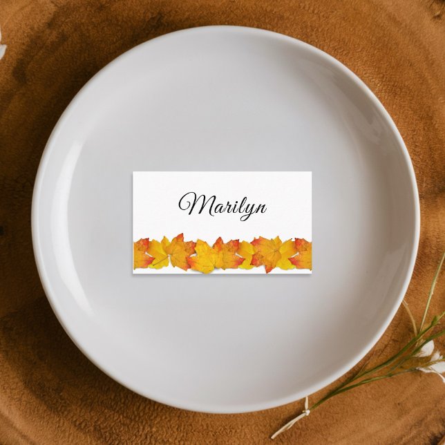 Tarjetas de lugar en blanco de hojas naranjas para (Subido por el creador)