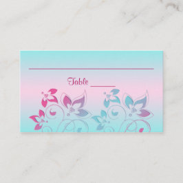 Tarjetas de lugar floral Aqua Floral Pink Hot,
