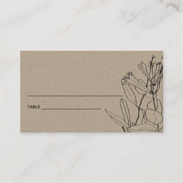 TARJETAS DE LUGAR FLORAL DE DIBUJO DE LA LÍNEA DE  (Anverso)