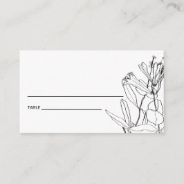 TARJETAS DE LUGAR FLORAL DE LÍNEA BLANCA NEGRA MOD