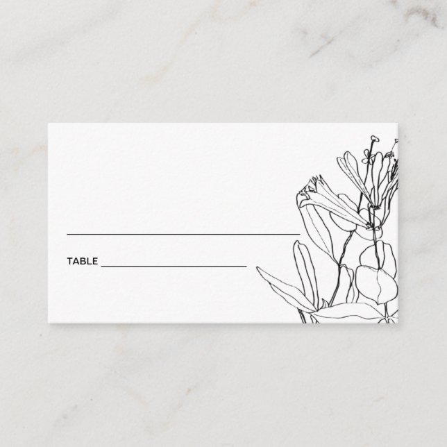 TARJETAS DE LUGAR FLORAL DE LÍNEA BLANCA NEGRA MOD (Anverso)