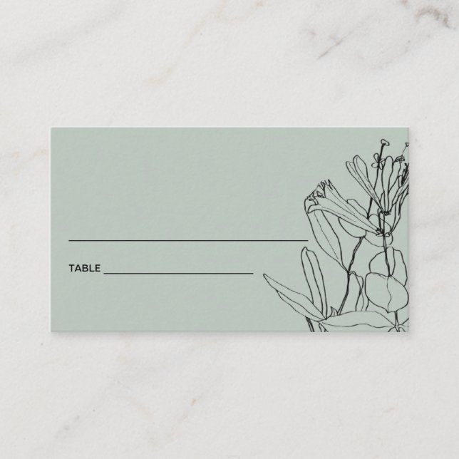 TARJETAS DE LUGAR FLORAL MODERNAS DE LÍNEA GRIS RÚ (Anverso)