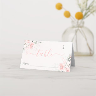 Tarjetas de lugar florales rosa rubor