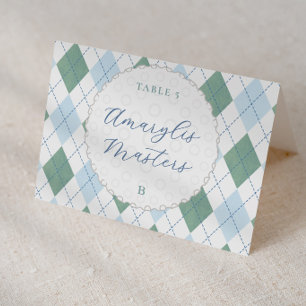 Tarjetas de lugar individuales con tema de golf ma
