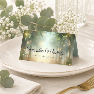 Tarjetas de lugar mágicas para boda en prado del b