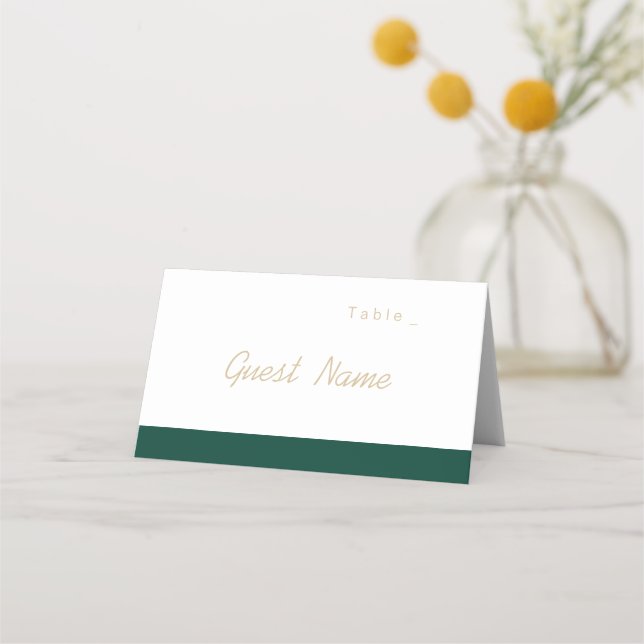 Tarjetas de lugar minimalista verde editable en co (Anverso)