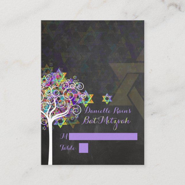 Tarjetas de lugar mitzvah de PixDezines/árbol de l (Anverso)