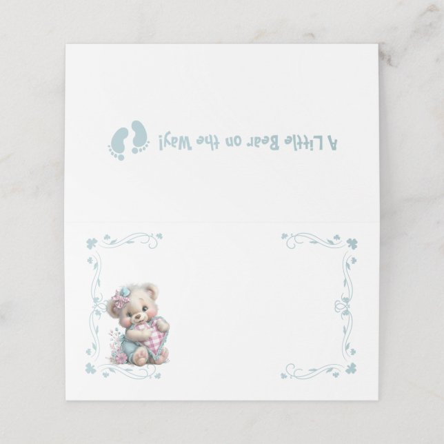 Tarjetas de lugar Oso de peluche Baby Shower (Exterior desplegado)