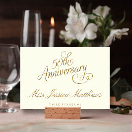 Tarjetas de lugar para aniversario de bodas de oro