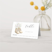 Tarjetas de lugar para baby shower con tema floral