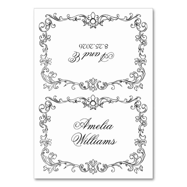 Tarjetas de lugar para boda con dinero antiguo en  (Anverso)