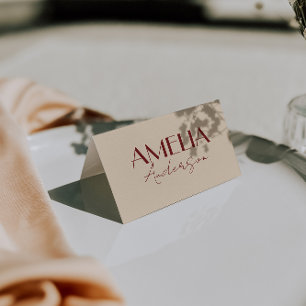 Tarjetas de lugar para boda de lujo con crema rojo