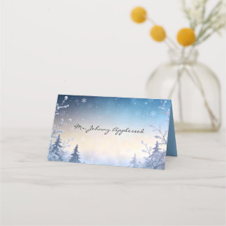 Tarjetas de lugar para boda Soft Winter Daydream