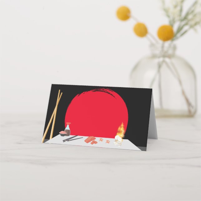 Tarjetas de lugar para cena de cumpleaños Hibachi (Anverso)