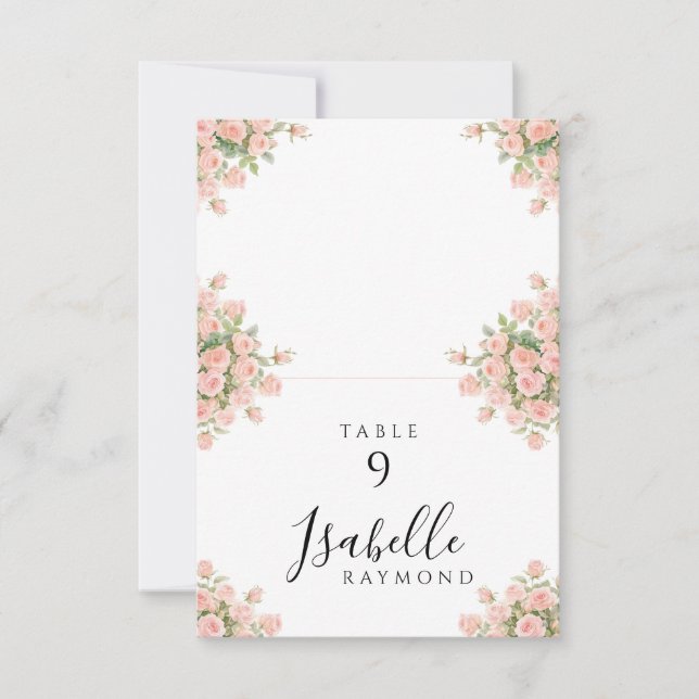 Tarjetas de lugar para fiesta de boda con flor de  (Anverso)