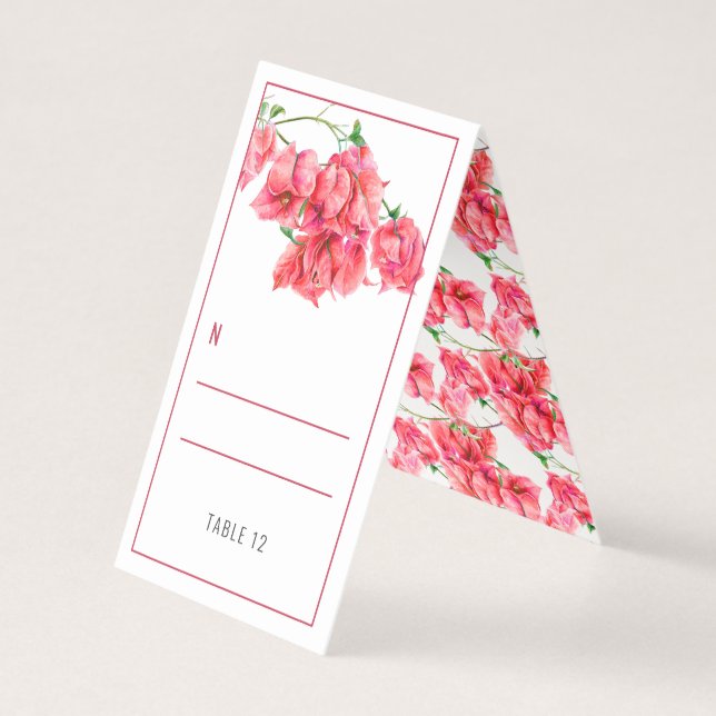 Tarjetas de lugar para invitados de boda rojas de  (Reverso)
